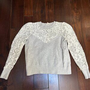 Rebecca Taylor grey sweater with lace detail